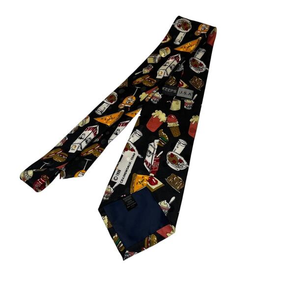 Vintage Keeps USA Food Theme Mens Necktie, Chainsworld Corp. Black White Red - Picture 5 of 10